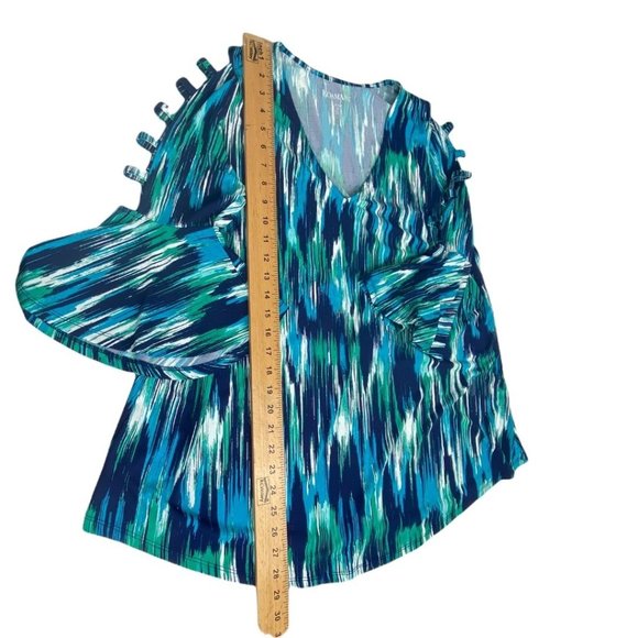 Bohemian Flair Sleeve Blue Space Tie Dye Top size 14 16 - Picture 4 of 6